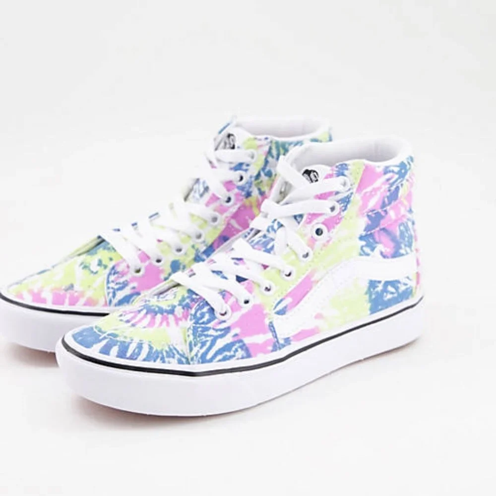NEW IN BOX Vans Sk8 Hi Comfy Cush Shoes Tie Dye Orchid - Picture 4 of 4